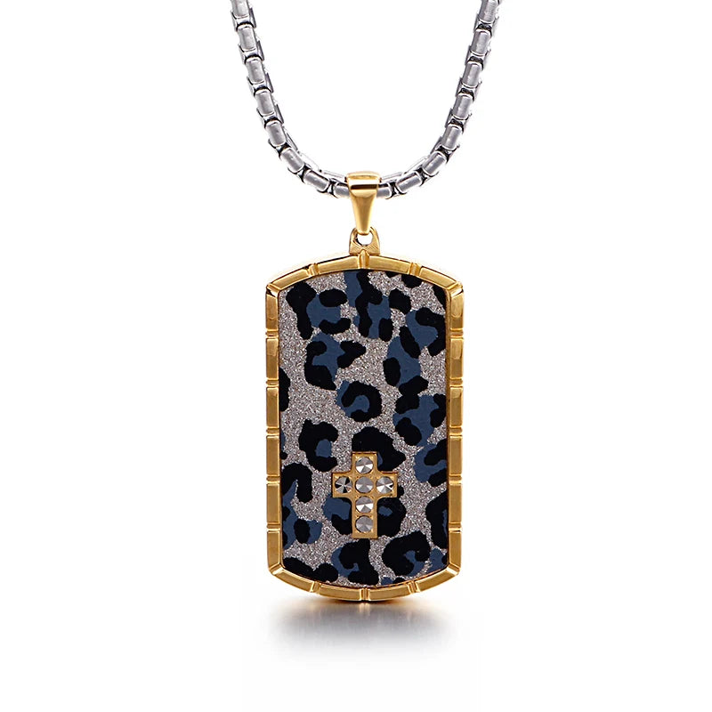 Fongten Retro Pendant Necklace Men Metal Dog Tags Chain Pendants Necklaces