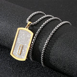 Fongten Retro Pendant Necklace Men Metal Dog Tags Chain Pendants Necklaces