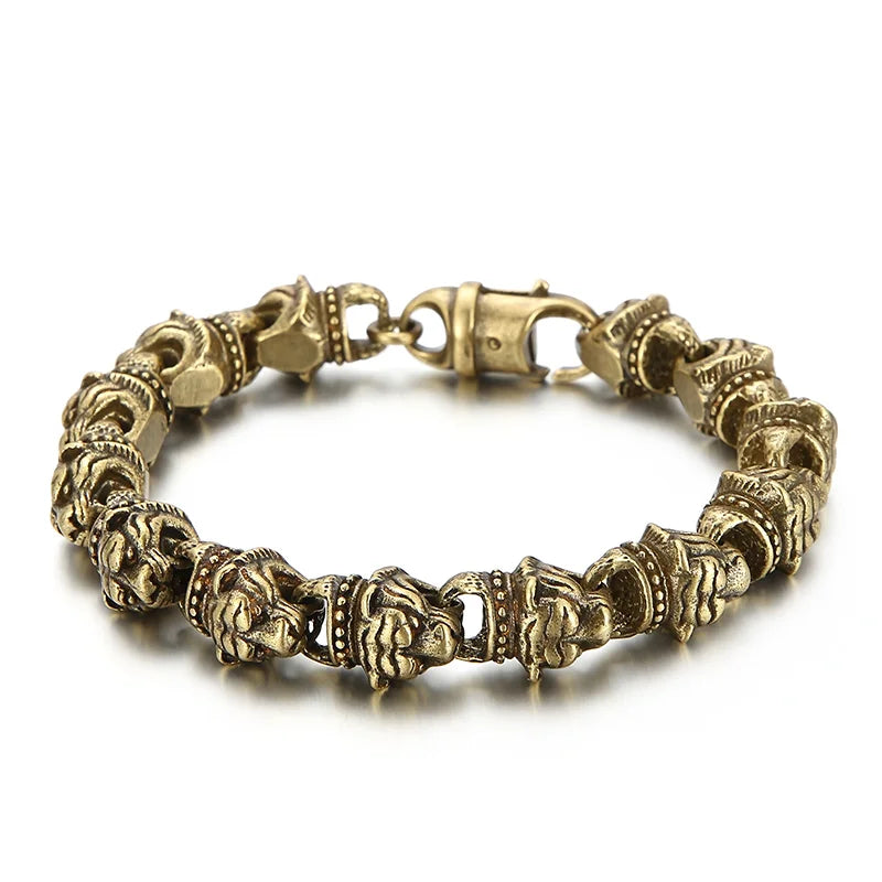 Fongten Tiger Bracelet Men Stainless Steel Charm Bangle Male Jewelry