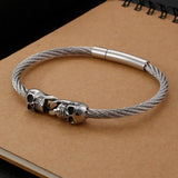 Skull Charm Bike Chain Bangle Bracelet Stainless Steel Punk Jewelry