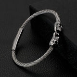 Skull Charm Bike Chain Bangle Bracelet Stainless Steel Punk Jewelry