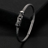 Skull Charm Bike Chain Bangle Bracelet Stainless Steel Punk Jewelry