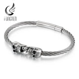 Skull Charm Bike Chain Bangle Bracelet Stainless Steel Punk Jewelry
