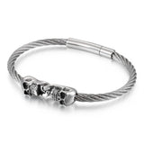 Skull Charm Bike Chain Bangle Bracelet Stainless Steel Punk Jewelry