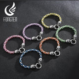 Skull Head Charm Box Chain Bracelet Punk Lovers' Jewelry