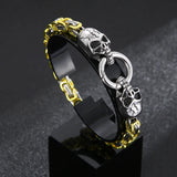Skull Head Charm Box Chain Bracelet Punk Lovers' Jewelry