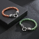 Skull Head Charm Box Chain Bracelet Punk Lovers' Jewelry