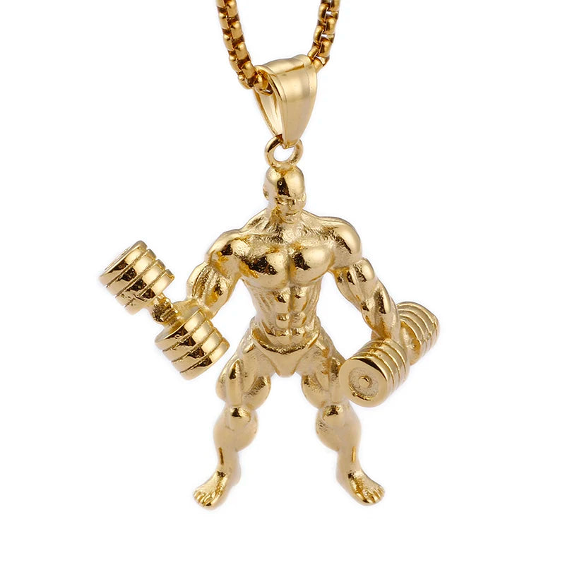 Fongten Sport Fitness Men Pendant Necklace Stainless Steel