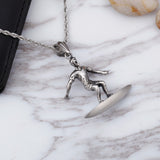 Surf Fitness Pendant Men Charm Stainless Steel Necklace