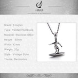 Surf Fitness Pendant Men Charm Stainless Steel Necklace