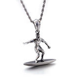 Surf Fitness Pendant Men Charm Stainless Steel Necklace