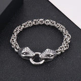 Fongten Stainless Steel Bracelet Irregular Armband Dragon Snake Skull