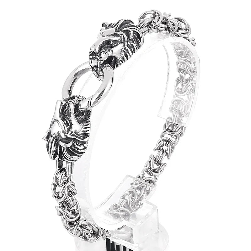 Fongten Stainless Steel Bracelet Irregular Armband Dragon Snake Skull