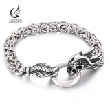Fongten Stainless Steel Bracelet Irregular Armband Dragon Snake Skull