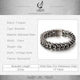 Vintage Snake Link Chain Bracelet Men Stainless Steel Punk Biker Charms Metal