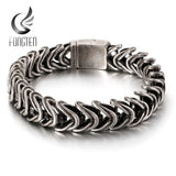 Vintage Snake Link Chain Bracelet Men Stainless Steel Punk Biker Charms Metal