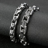 Vintage Square Charm Bracelet Men Stainless Steel Silver Chain Totems Bangle