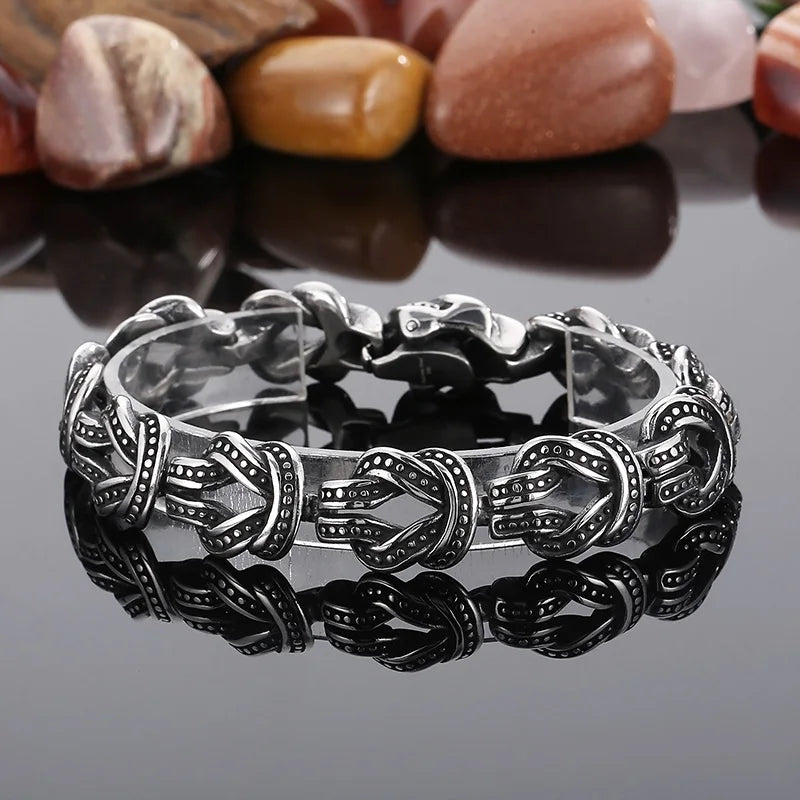 Vintage Weave Knot Link Chain Bracelet Rotre Stainless Steel Men Bangle