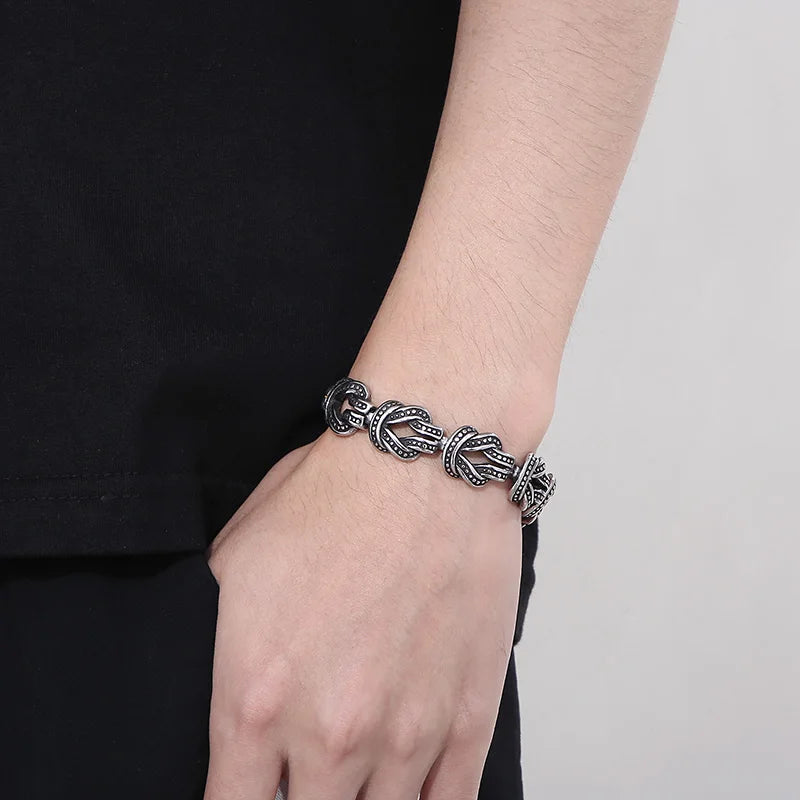 Vintage Weave Knot Link Chain Bracelet Rotre Stainless Steel Men Bangle
