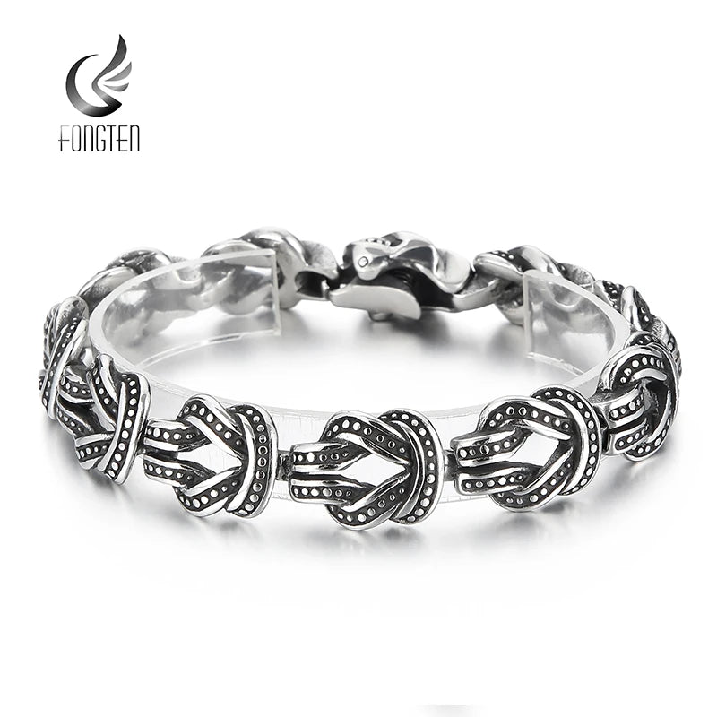 Vintage Weave Knot Link Chain Bracelet Rotre Stainless Steel Men Bangle
