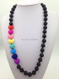 Silicone Teething Necklace with Heart Beads - Baby Chew Necklace