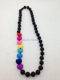 Silicone Teething Necklace with Heart Beads - Baby Chew Necklace