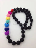 Silicone Teething Necklace with Heart Beads - Baby Chew Necklace