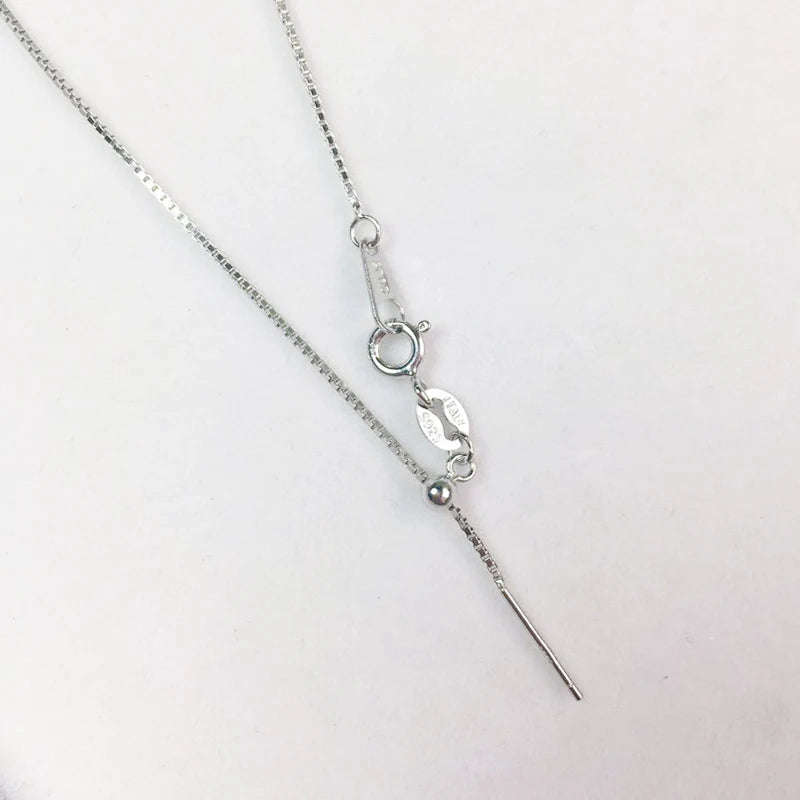 925 Sterling Silver Box Chain Choker Necklace For Women Girl Jewelry