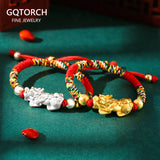 0-5 Yrs Red String 999 Pure Silver Pixiu 3D Charm Bracelet