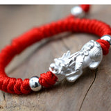 0-5 Yrs Red String 999 Pure Silver Pixiu 3D Charm Bracelet