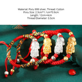 0-5 Yrs Red String 999 Pure Silver Pixiu 3D Charm Bracelet