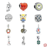 Women Berloque 925 Silver Smile My Dad Hand Clover Charm Bracelet