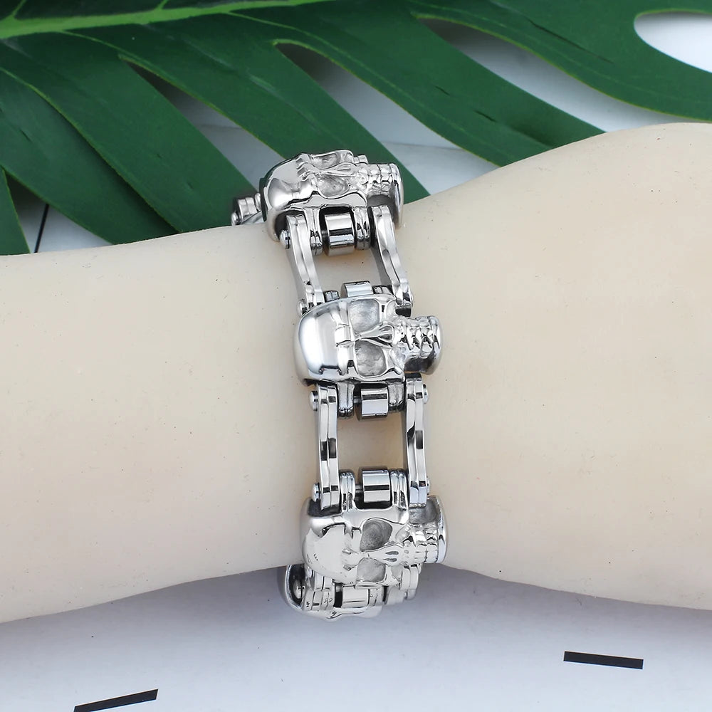 Men's Stainless Steel Skull Biker Bracelet Chain