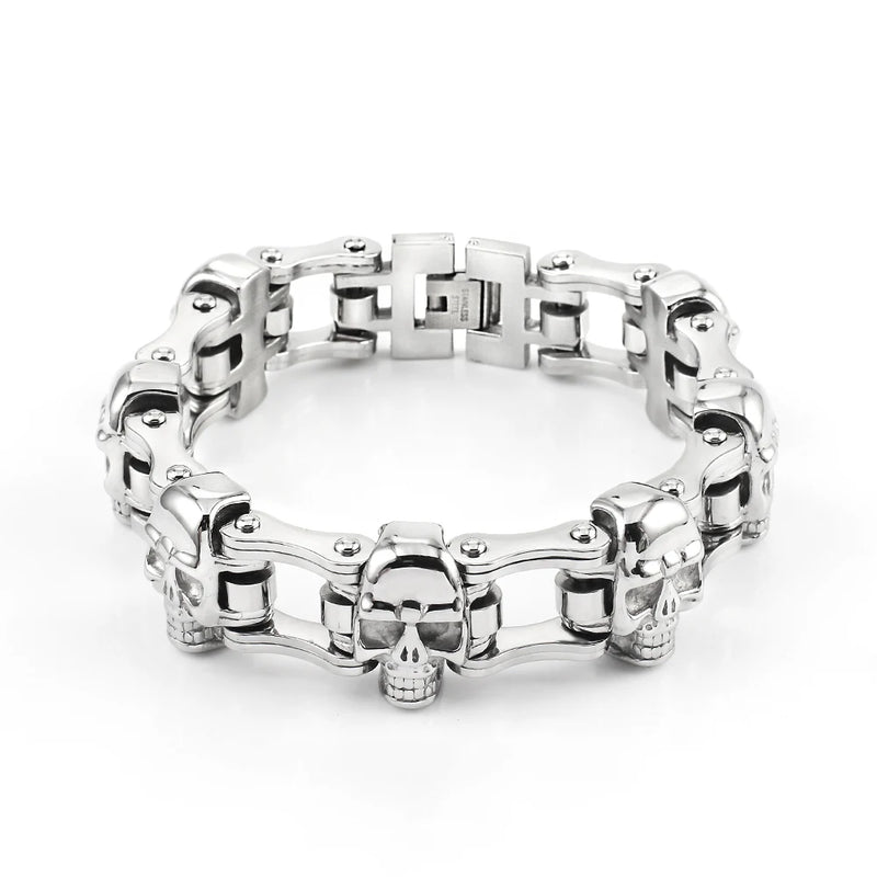 Men's Stainless Steel Skull Biker Bracelet Chain