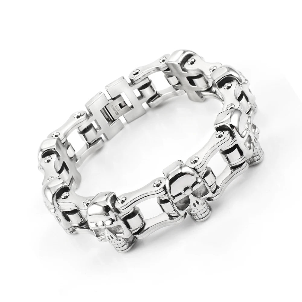 Men's Stainless Steel Skull Biker Bracelet Chain