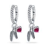 Silver 925 Women Hoop Earring Moon Star CZ Colored Zircon Jewelry for Girl