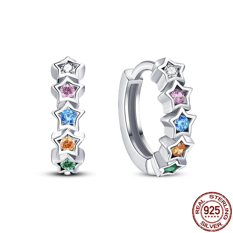 Zircon Stud Earrings in Dream Catcher Feather S925 Sterling Silver Jewelry