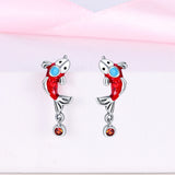 Zircon Stud Earrings in Dream Catcher Feather S925 Sterling Silver Jewelry