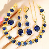 Zirconia Bridal Jewelry Set Necklace Earrings Ring Bracelet