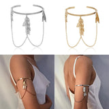 Boho Retro Leaves Arm Bracelet Cuff in Gold/Silver