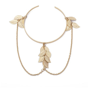 Boho Retro Leaves Arm Bracelet Cuff in Gold/Silver