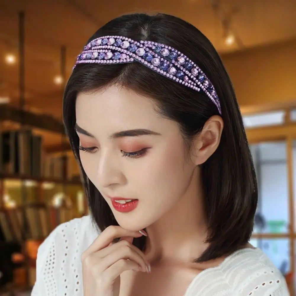 Women Shinny Hair Hoop Sweet Girls Headband Rhinestone Hairband