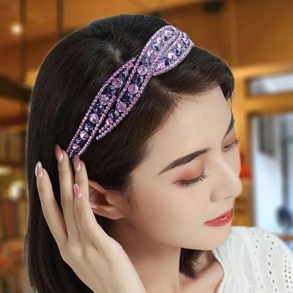 Women Shinny Hair Hoop Sweet Girls Headband Rhinestone Hairband