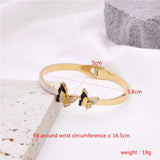 Women Stainless Steel Bangle Butterfly Shape Shells Zircons Crystal Bracelet