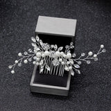 Silver Pearl Rhinestone Bridal Hair Comb