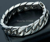 Stainless Steel Solid Link Chain Bracelet Men's High 15mm 8.66''