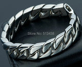 Stainless Steel Solid Link Chain Bracelet Men's High 15mm 8.66''
