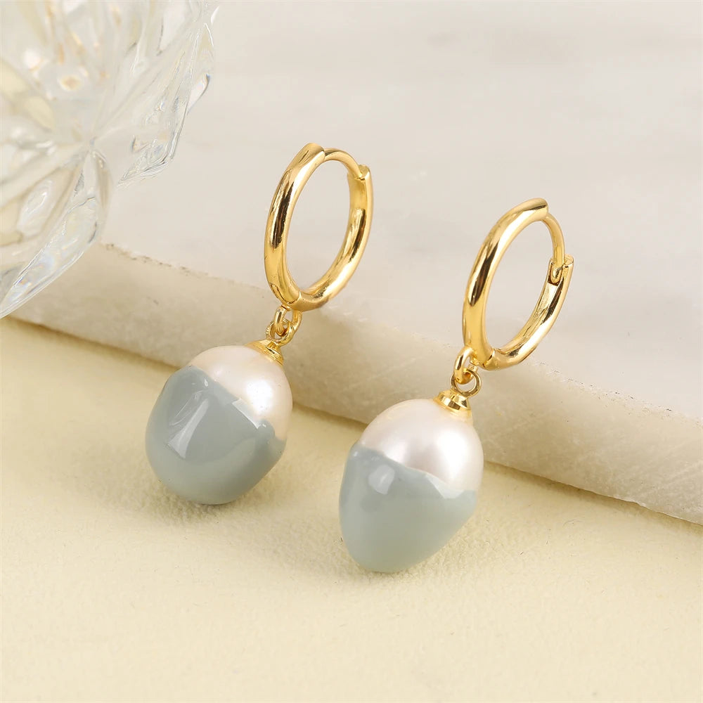 French Style Shell Bead Ear Buckle Small Pearl Earrings