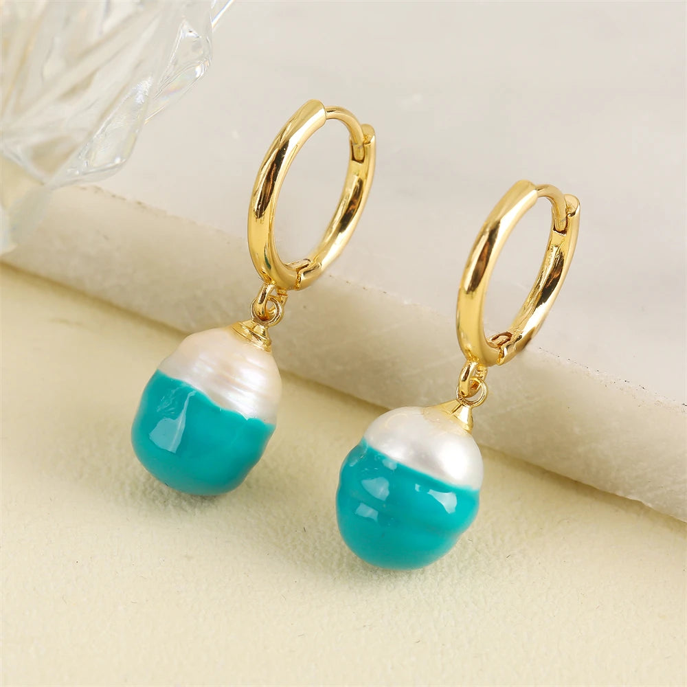 French Style Shell Bead Ear Buckle Small Pearl Earrings