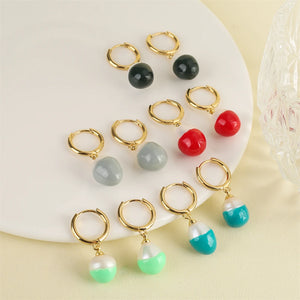 French Style Shell Bead Ear Buckle Small Pearl Earrings